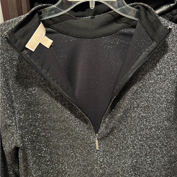 Michael Kors silver shimmery holiday top size L zipper high neck - Picture 3 of 10